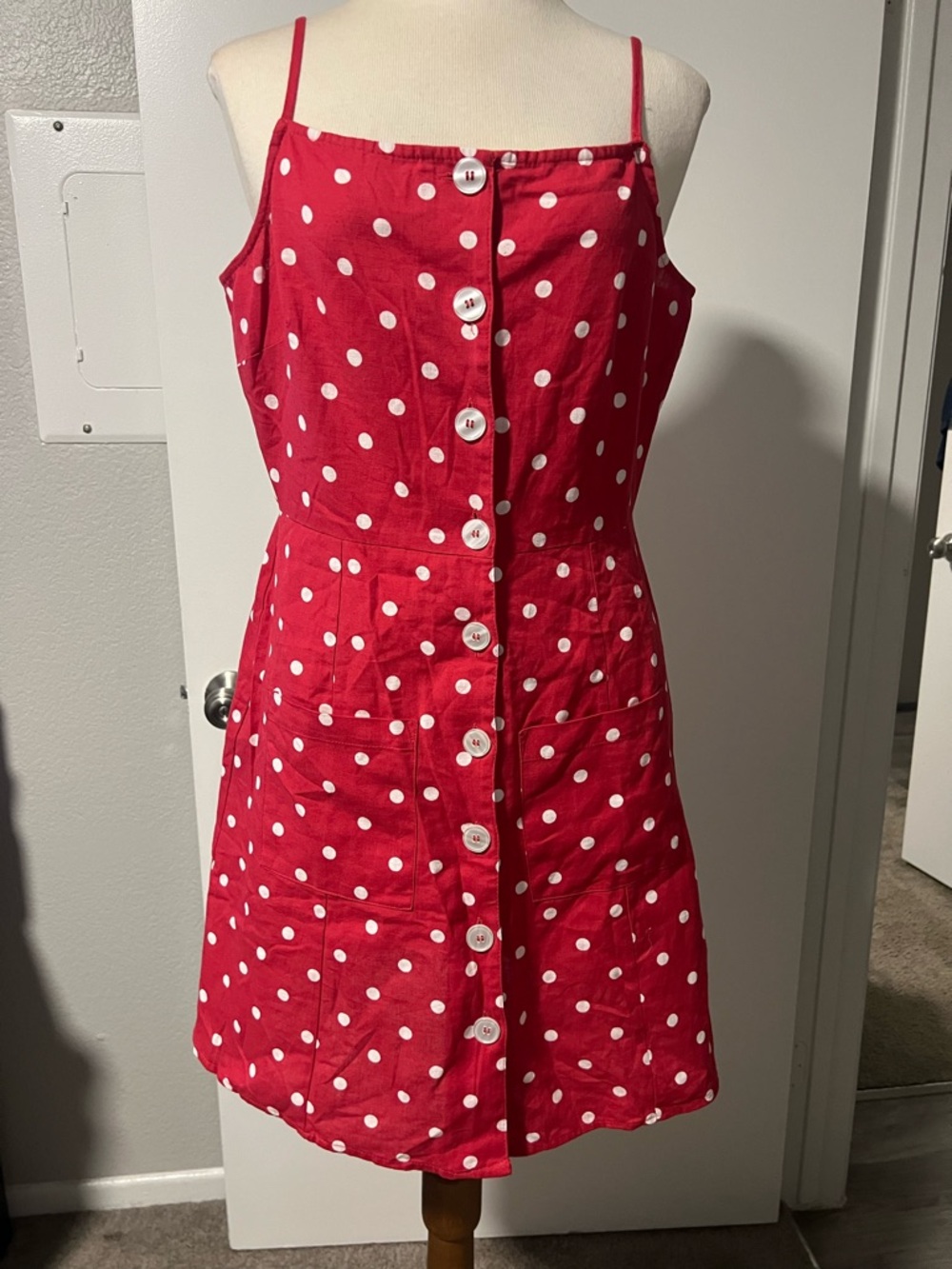 ASOS Red Polka Dot Button-Front Dress